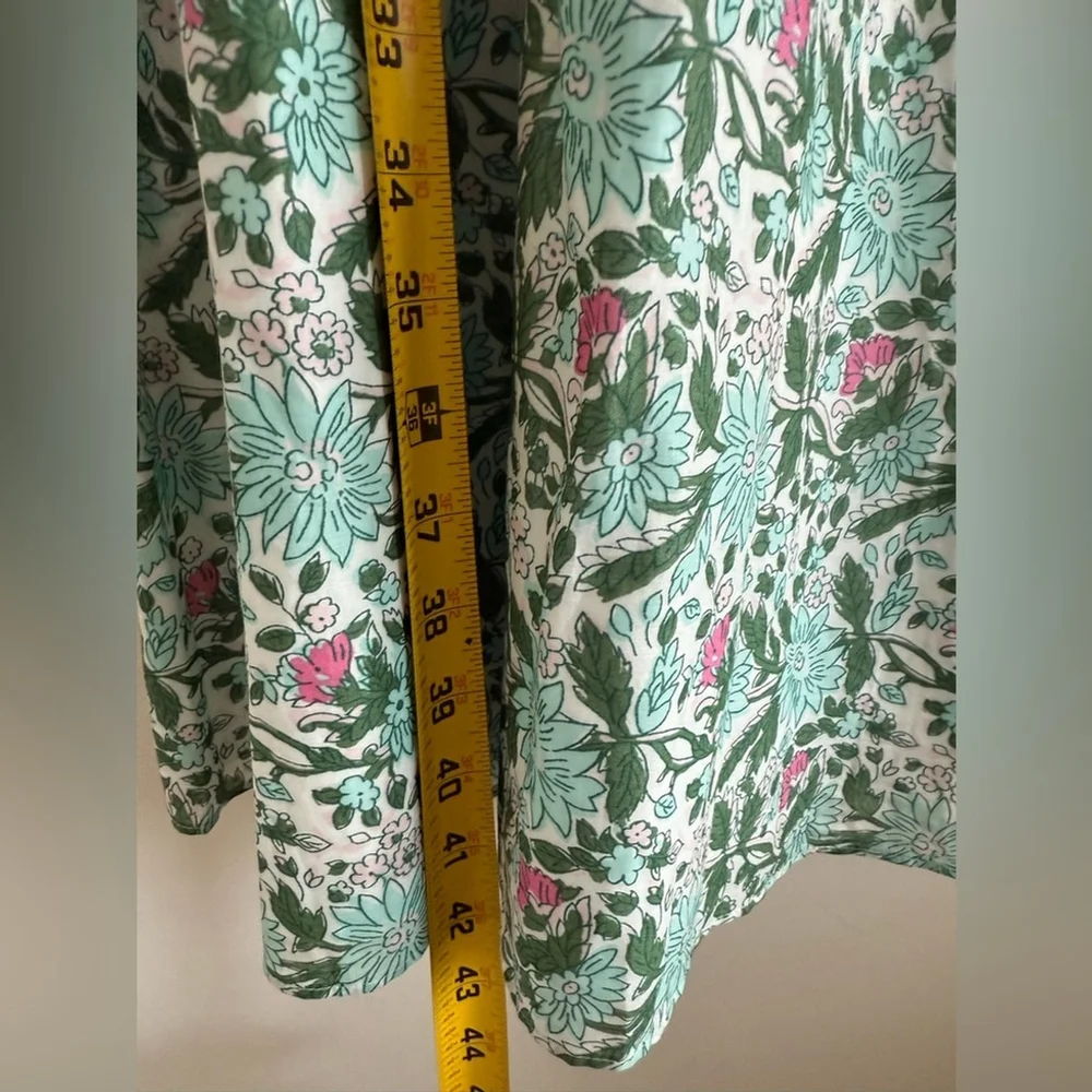 Talbots VOILE FIT FLARE floral smocked DRESS short sleeve PRIMROSE midi size 10 - Picture 7 of 10